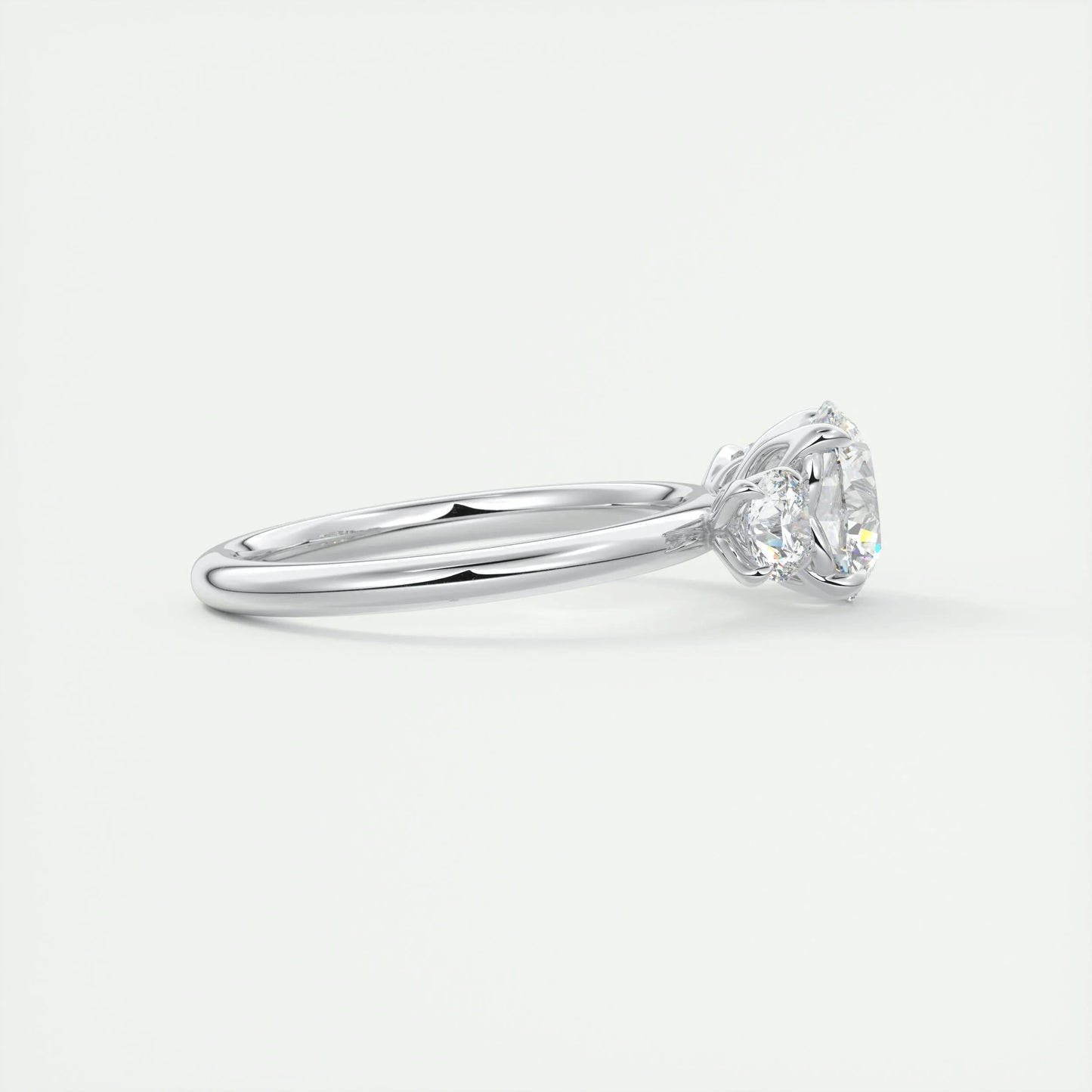 1.5 CT Round 3 Stones CVD F/VS1 Diamond Engagement Ring 2