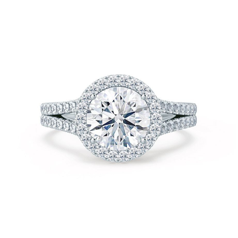 0.50 CT Round Halo CVD F/VS1 Diamond Engagement Ring 2