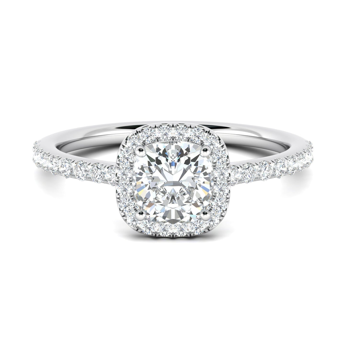 0.76 CT Cushion Halo CVD F/VS1 Diamond Engagement Ring 1