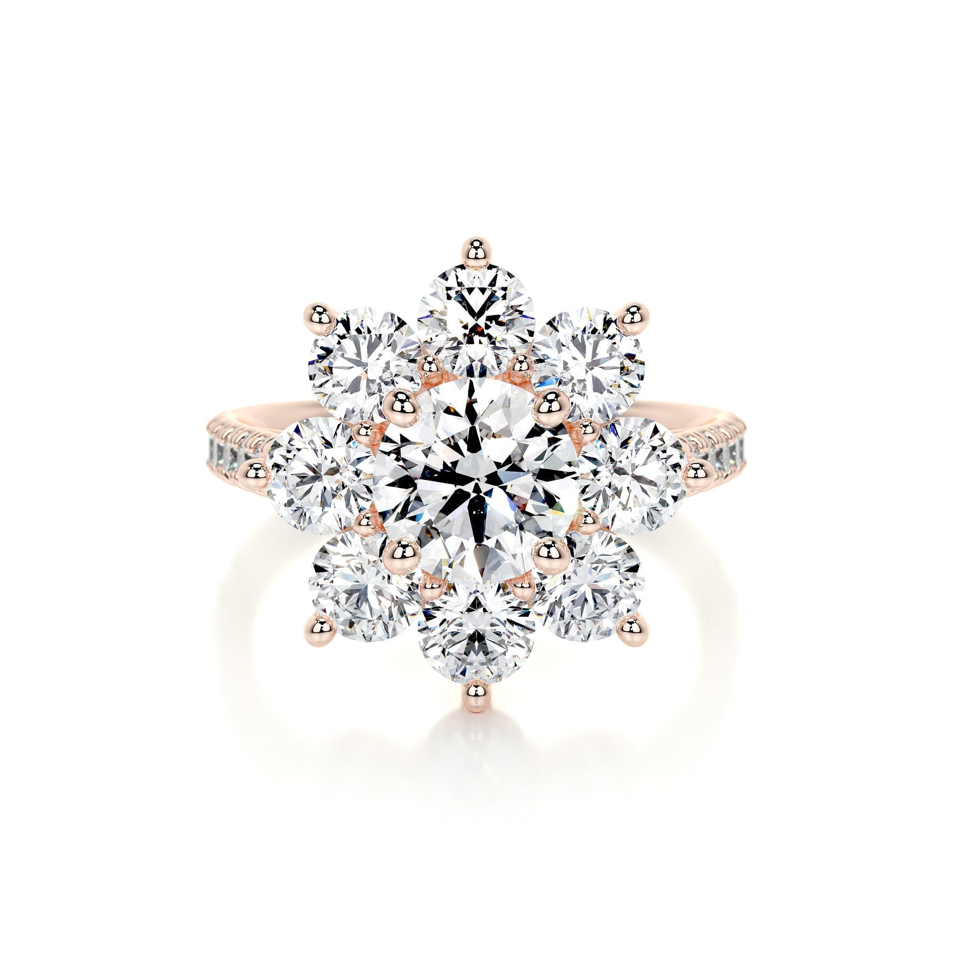 0.80 CT Round Floral Halo CVD H/SI1 Diamond Engagement Ring 12