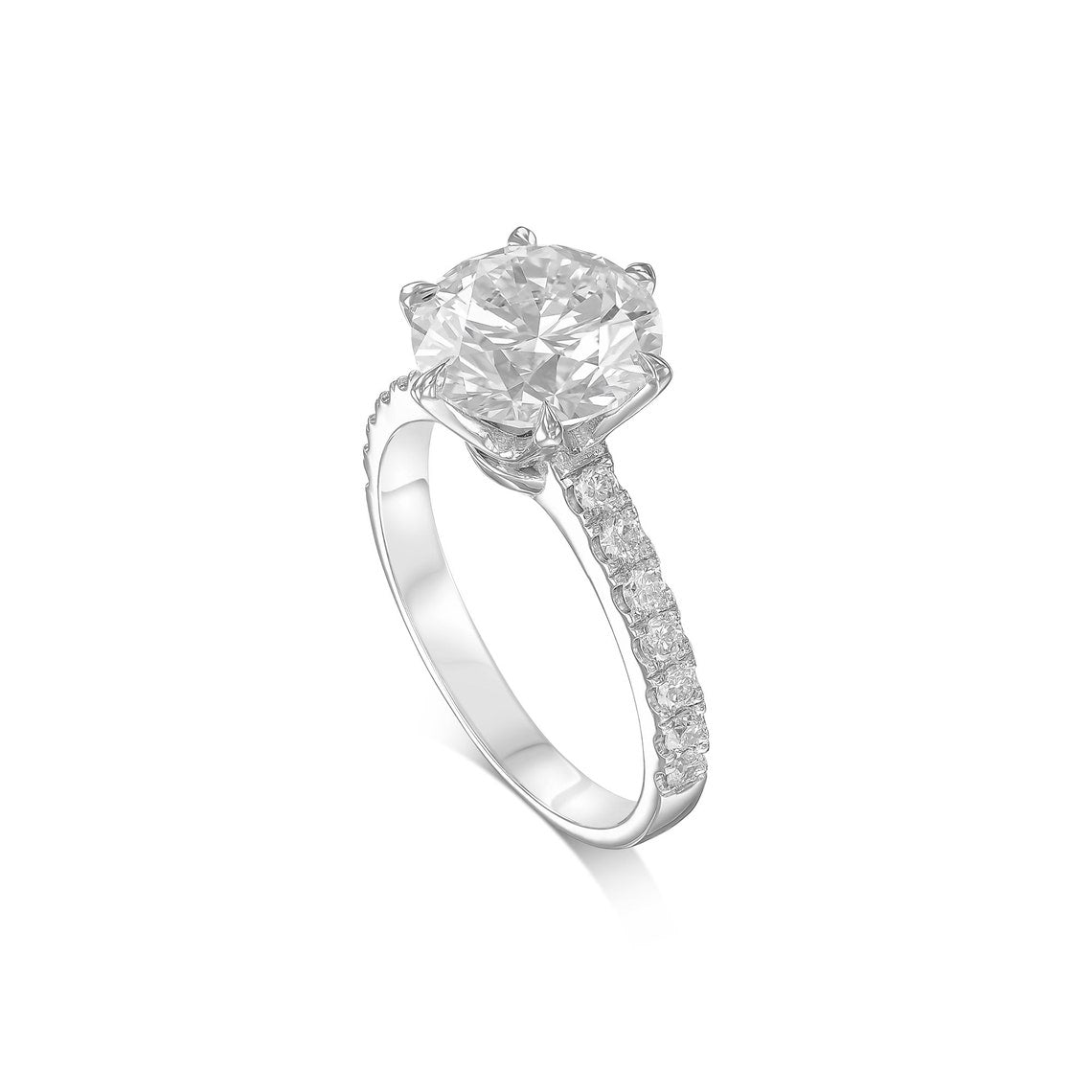 4.35 CT Round F/VS1 CVD Diamond Pave Setting Engagement Ring 6