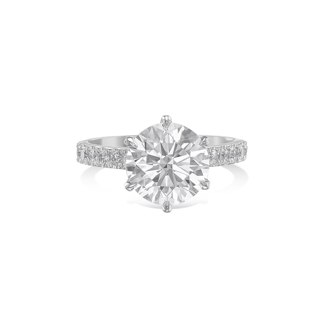 4.35 CT Round F/VS1 CVD Diamond Pave Setting Engagement Ring 5