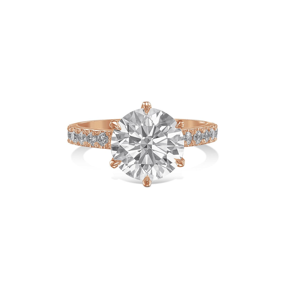 4.35 CT Round F/VS1 CVD Diamond Pave Setting Engagement Ring 9