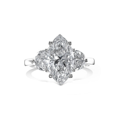 3.30 CT Marquise F/VS1 CVD Diamond Three Stones Engagement Ring 6