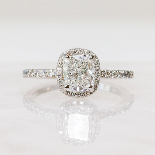 1.21 CT Cushion Halo E/VS1 Diamond Engagement Ring 1